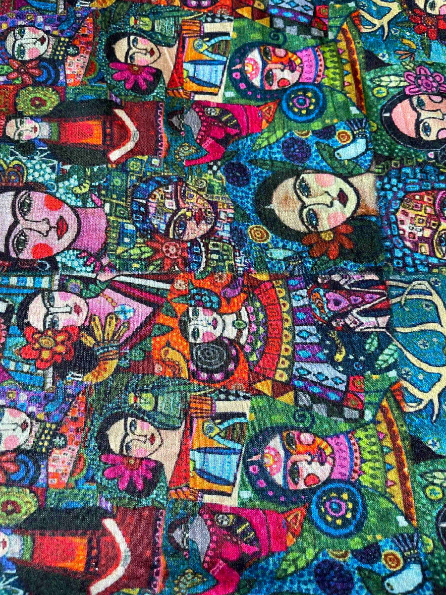 Cotton Fabric Frida Kahlo Faces