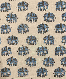  Cotton Fabric - Hand Block Print Elephants