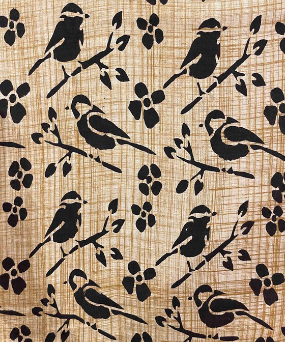 Cotton Fabric - Hand Block Print Swallows