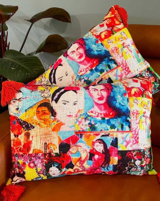 Colorful quilt with artistic designs on a couch, Sapling Textiles, Fabric Store Australia, Indian Fabric online Australia