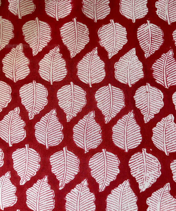 Cotton Fabric - Hand Block Print - Autumn Red