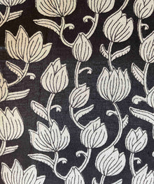  Cotton Fabric - Hand Block Print - Lotus Black