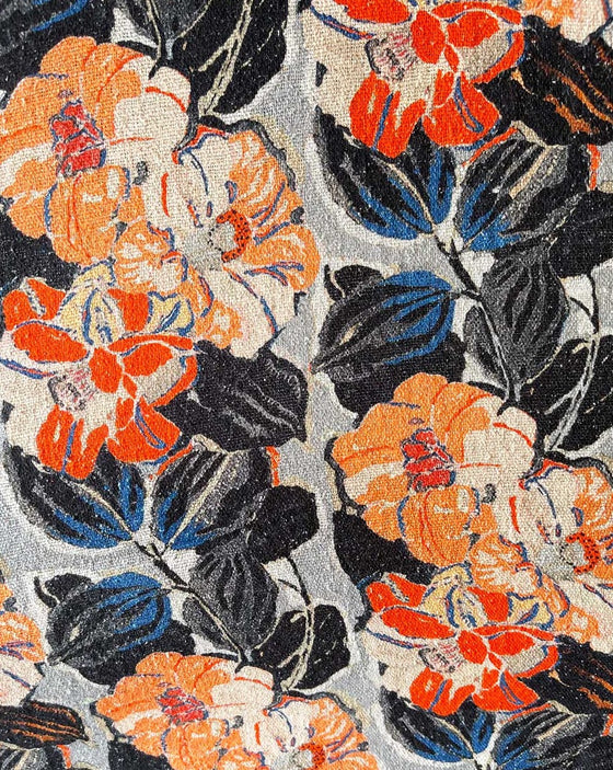 Silk Tussar Natural Fabric - Nasturtiums